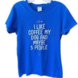 Short Sleeve Blue Graphic Tee with Fun Quote Size Medium